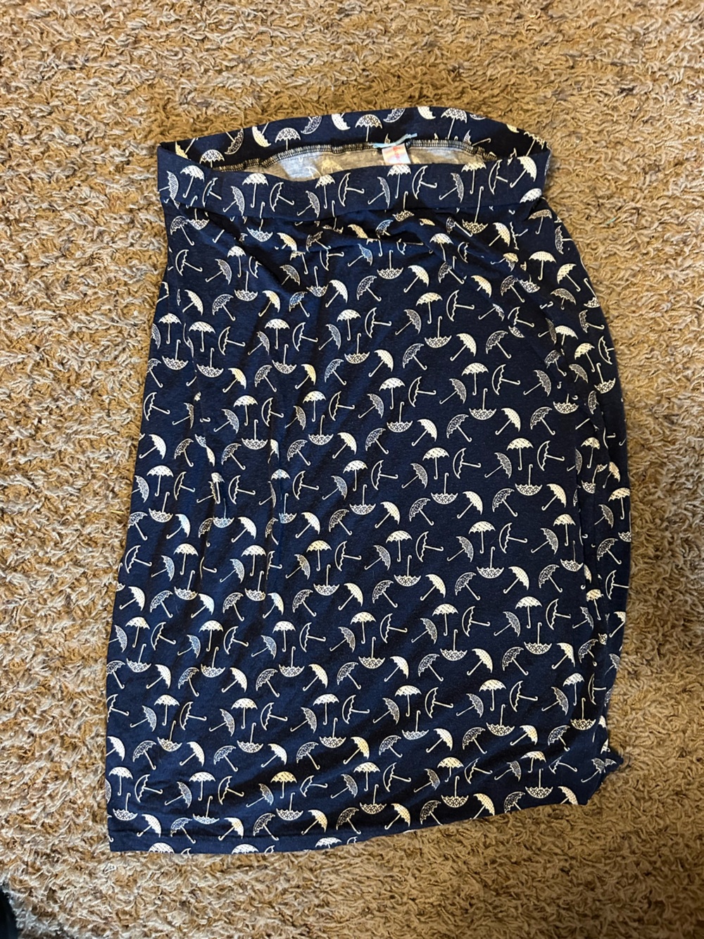 DownEast Navy Blue Umbrella Print Skirt